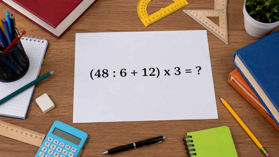 Только отличники решат это без ошибки: сколько будет (48 : 6 + 12) х 3 = ?